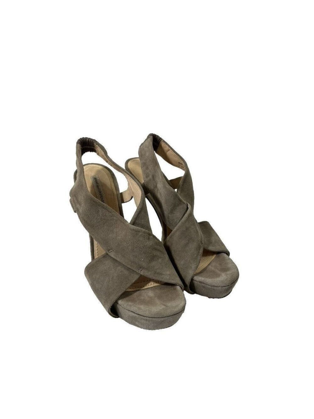 Diane von Furstenberg Zia Suede Platform Heel Size 8.5 taupe